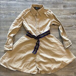 Polo by Ralph Lauren Beige Shirt Dress with Striped Belt